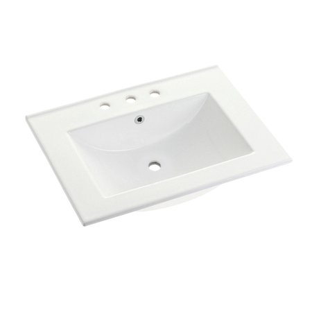 FAUCETURE Ultra Modern 24"x18" Ceramic Vanity Top (8" Faucet Drillings), White LBT24187W38